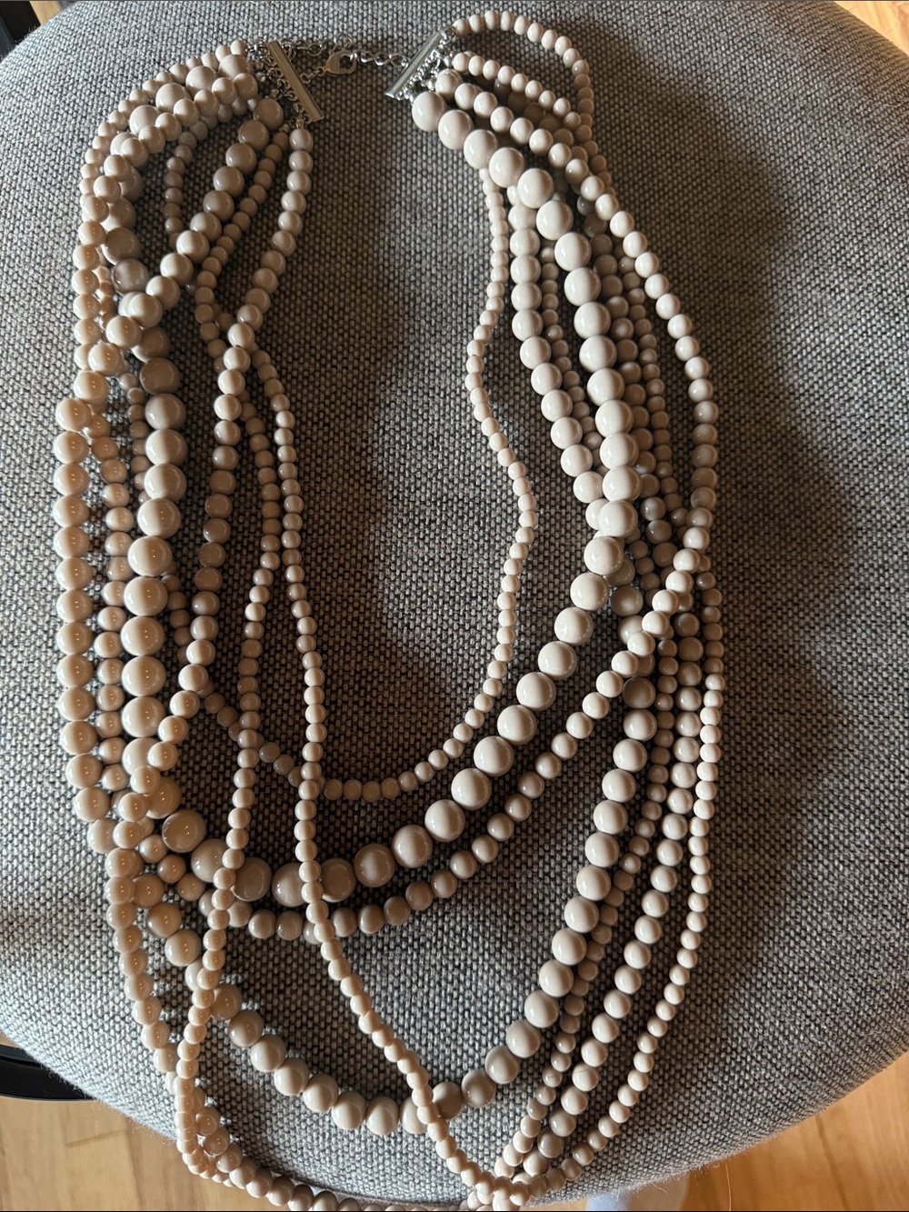 Multi-Strand Cream Beaded Statement Necklace